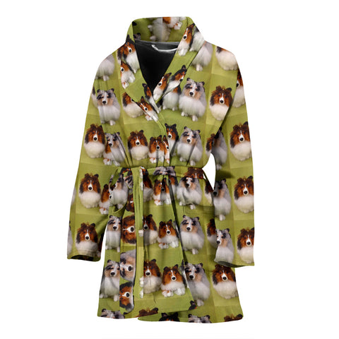 Shetland Sheepdog Pattern Print Women's Bath Robe