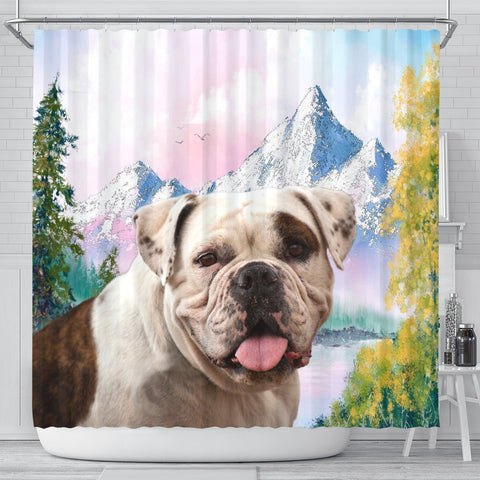 American Bulldog Print Shower Curtains