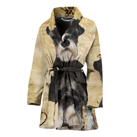 Cute Miniature Schnauzer Print Women's Bath Robe