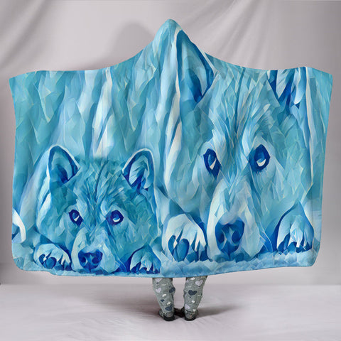 Snowy Shiba Inu Dog Print Hooded Blanket