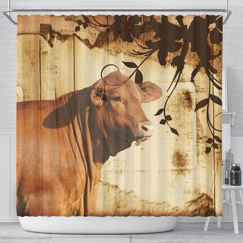 Red Brangus Cattle Print Shower Curtain