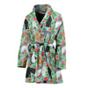 Cute Poodle Dog Floral Print Women's Bath Robe