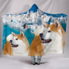 Akita Inu Print Hooded Blanket