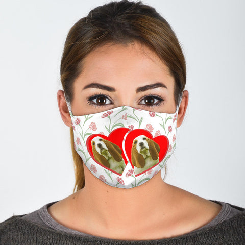 Basset Hound In Heart Print Face Mask