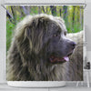 Grey Newfoundland Dog Print Shower Curtain