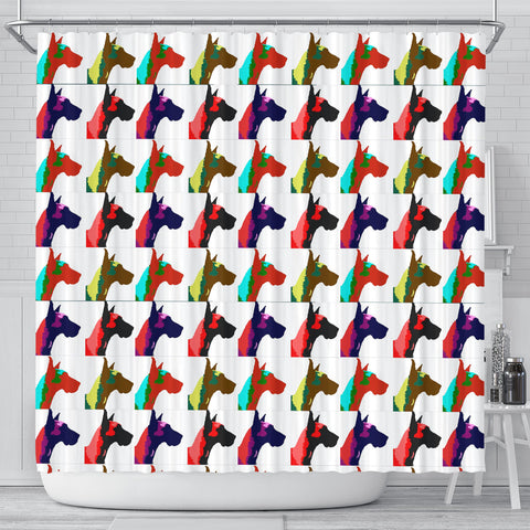 Great Dane Multicolor Art Print Shower Curtains