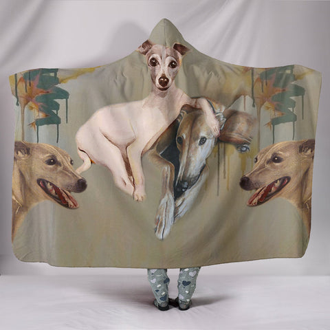 Italian Greyhound Dog Print Hooded Blanket