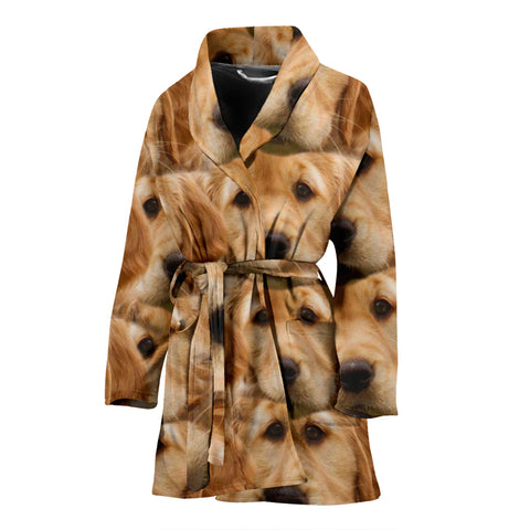 Golden Retriever Dog Print Women's Bath Robe