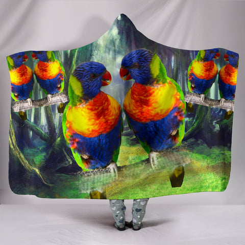 Lories And Lorikeets Parrot Print Hooded Blanket