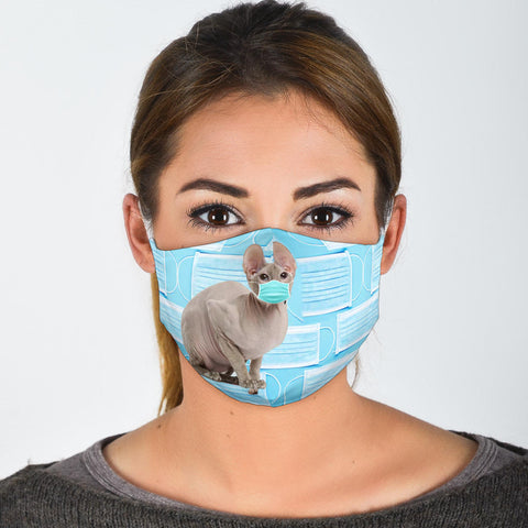 Cute Peterbald Cat Print Face Mask