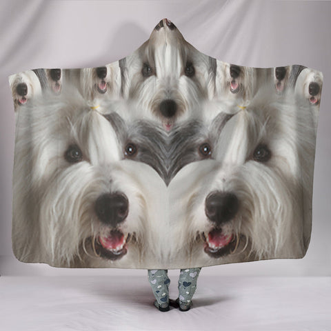 Cute Old English Sheepdog Print Hooded Blanket