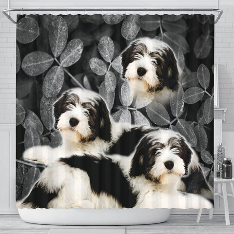 Cute Polish Lowland Sheepdog Print Shower Curtains