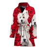 West Highland White Terrier On Rose Print Women's Bath Robe