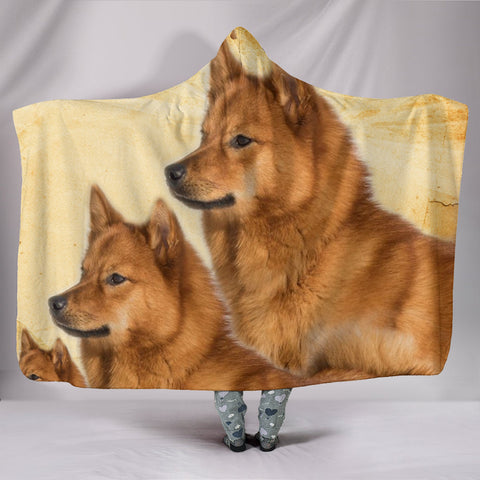 Cute Finnish Spitz Print Hooded Blanket