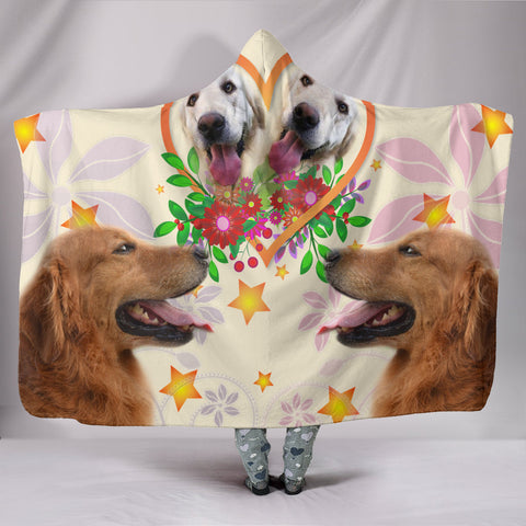 Golden Retriever in heart Print Hooded Blanket