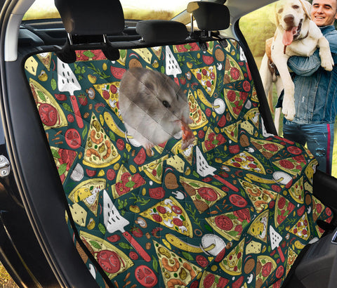 Winter White Dwarf Hamster Eating Pizza Print Pet Seat Covers