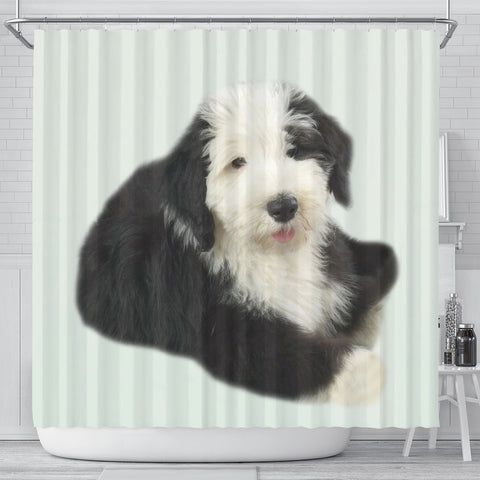 Old English Sheepdog Print Shower Curtain