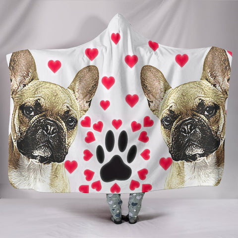 French Bulldog with paws Print Hooded Blanket