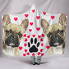 French Bulldog with paws Print Hooded Blanket