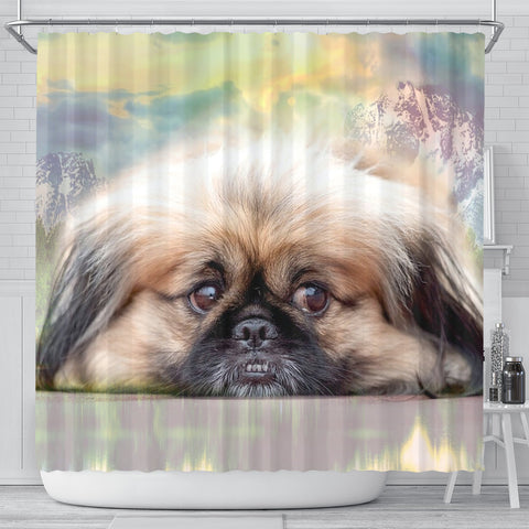 Funny Pekingese Dog Print Shower Curtains