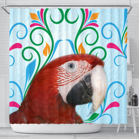 Redandgreen macaw Parrot Print Shower Curtain