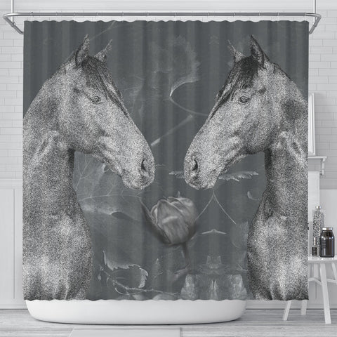 Thoroughbred Horse Print Shower Curtain