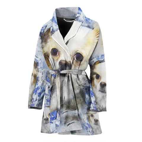 Cute Chihuahua Dog Color Art Print Women's Bath Robe