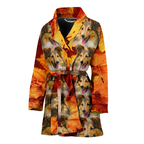 Shetland Sheepdog Print Women's Bath Robe