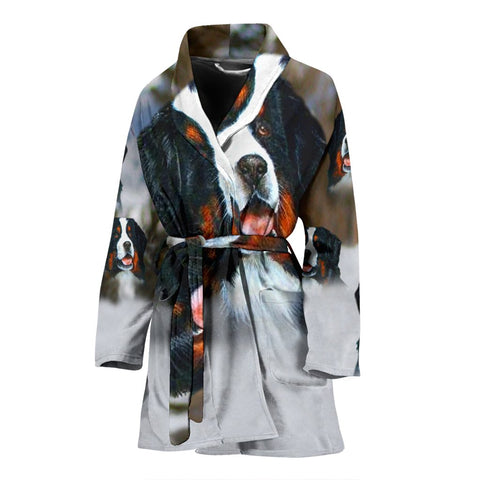 Bernese Mountain Dog Art Print Women's Bath Robe