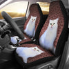 Cute White Persian Cat Print Car Seat Covers