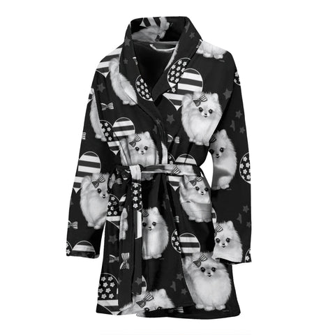 Pomeranian Dog Print Women's Bath Robe