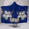 Siberian Husky Dog Art On Blue Print Hooded Blanket