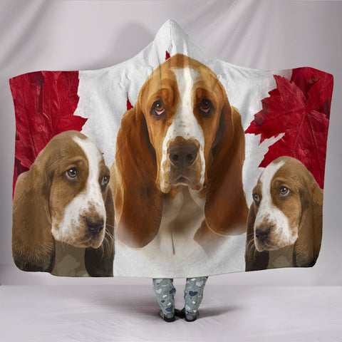 Cute Basset Hound Print Hooded Blanket