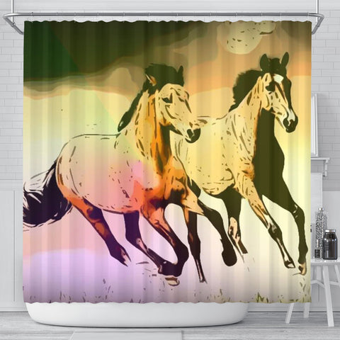 Mountain Pleasure Horse Print Shower Curtain