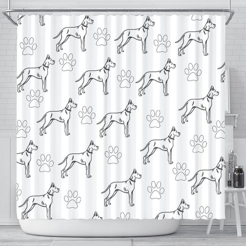 Great Dane With Paws Patterns Print Shower Curtain