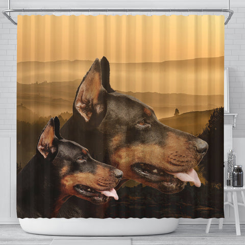 Dobermann Print Shower Curtains