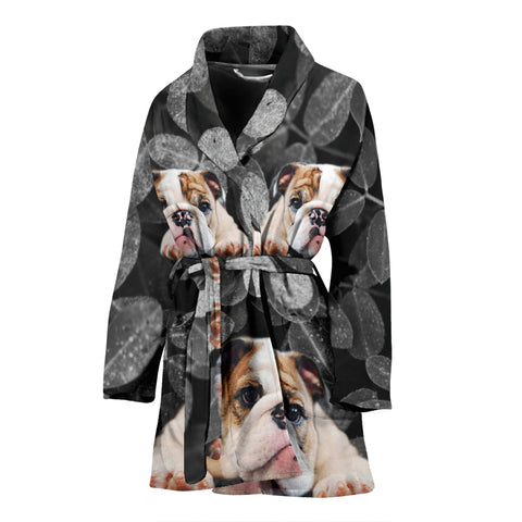 Cute Bulldog Print Women's Bath Robe