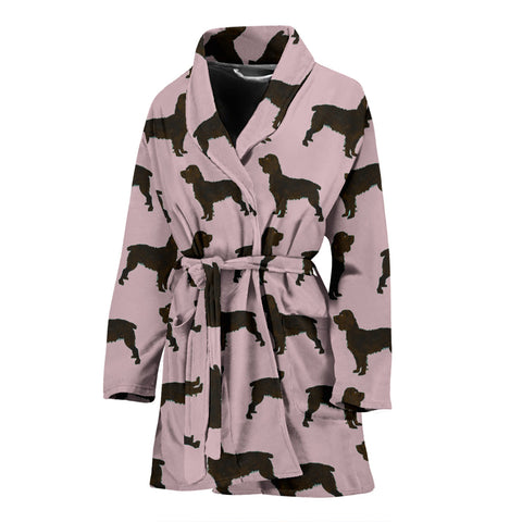 Boykin Spaniel Dog Floral Print Women's Bath Robe