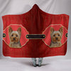 Yorkshire Terrier (Yorkie) Print On Red Hooded Blanket