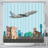 Happy Cats Print Shower Curtain