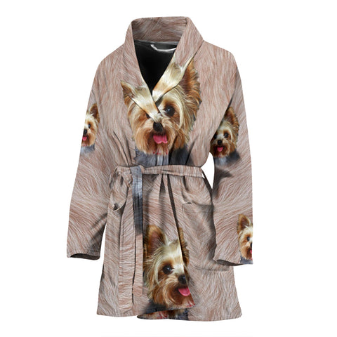 Lovely Yorkshire Terrier Print Women's Bath Robe