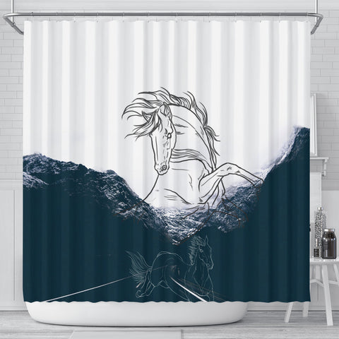 Dutch Warmblood Horse Print Shower Curtain