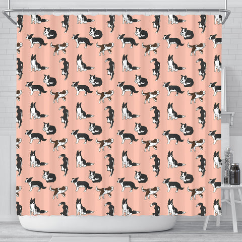 Border Collie Dog Pattern Print Shower Curtains