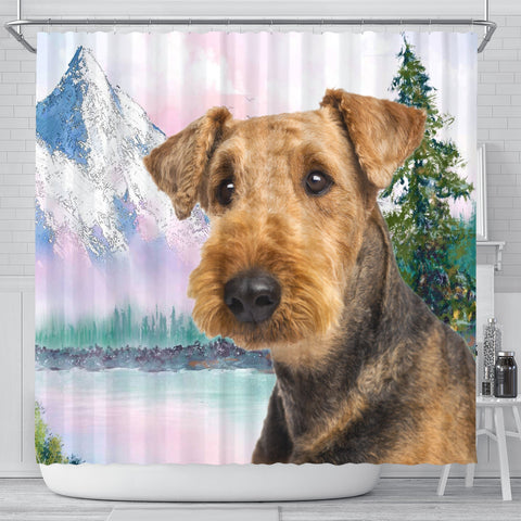 Cute Airedale Terrier Print Shower Curtains