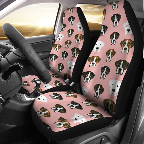 Boxer Dog On Pink Print Car Seat Covers