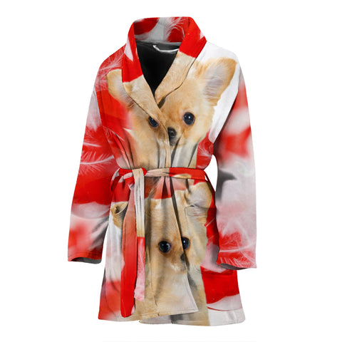 Chihuahua On White Print Women's Bath Robe