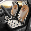 Black White Pomeranian Dog Patterns Print Car Seat Covers