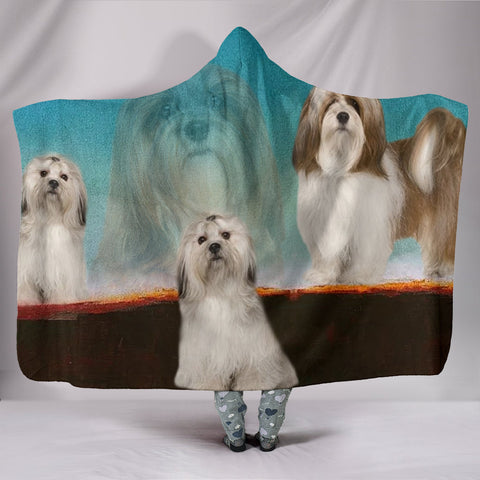 Lhasa Apso Dog Print Hooded Blanket