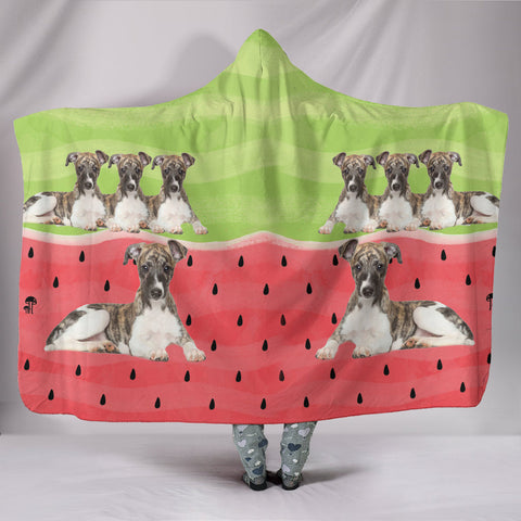 Whippet dog Print Hooded Blanket