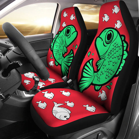 Cute Fish On Red Print Car Seat Covers